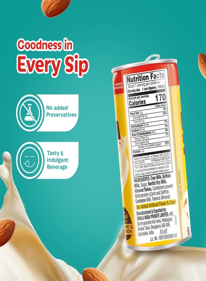 MTR Badam Drink, Ready-to-Drink - Authentic Indian Almond Milk Beverage, Real Bits of Almond & Saffron, No Added Preservatives, No Added Artificial Flavors & Colors, Gluten-Free, Refreshing Drink - Image 5