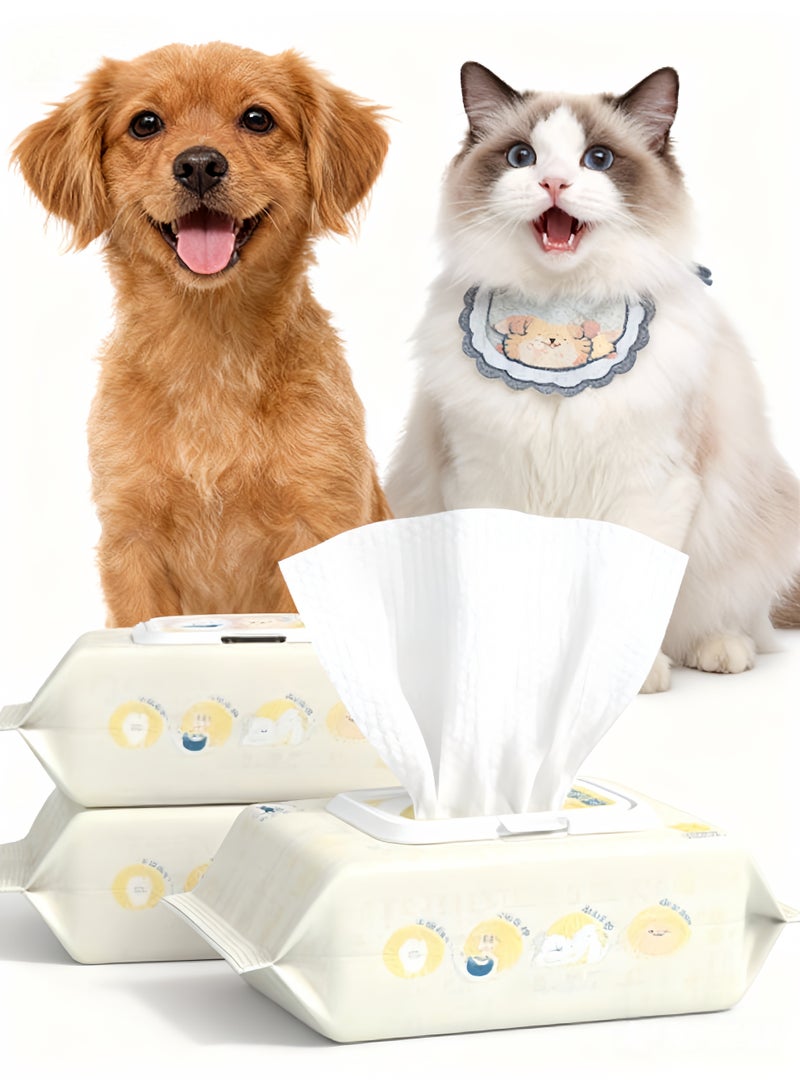 مناديل مبللة للقطط، 160 قطعة مناديل مبللة للتنظيف متعدد الأغراض للحيوانات الأليفة، مناديل مبللة للأذن للكلاب، تمشيط سريع وسهل للأرداف والجسم والكفوف، والعينين، وسهولة الانتعاش السريع، عبوة 2 عبوة سفر مجموع 160 منديل - Image 1