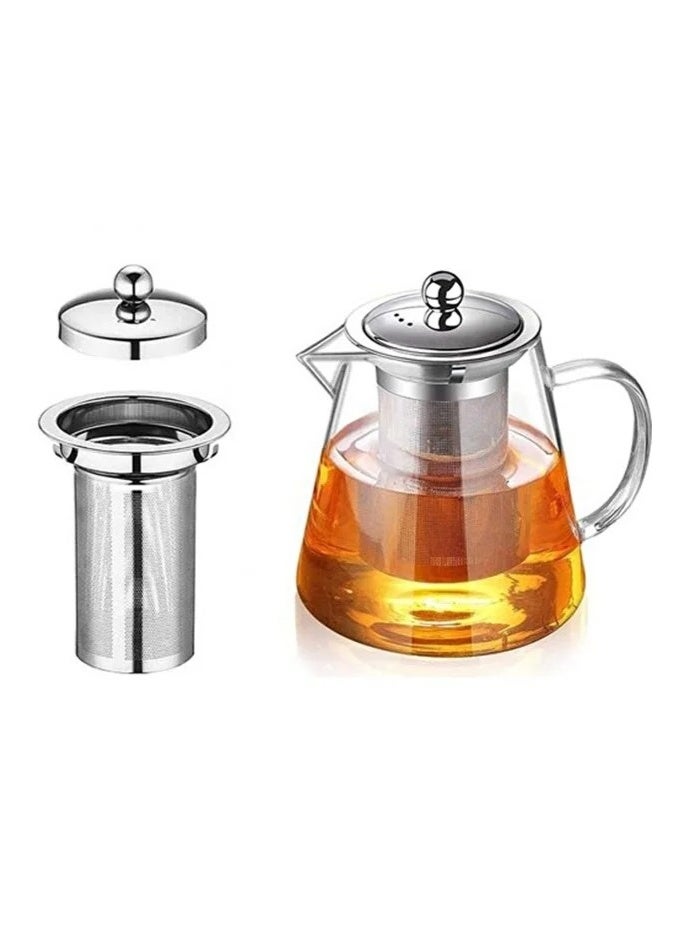 Glass Teapot Set with 4 Cups, 950ml Kettle Pot & Infuser, Heat-Resistant Handle, Stovetop & Microwave Safe, Elegant Design - Image 3