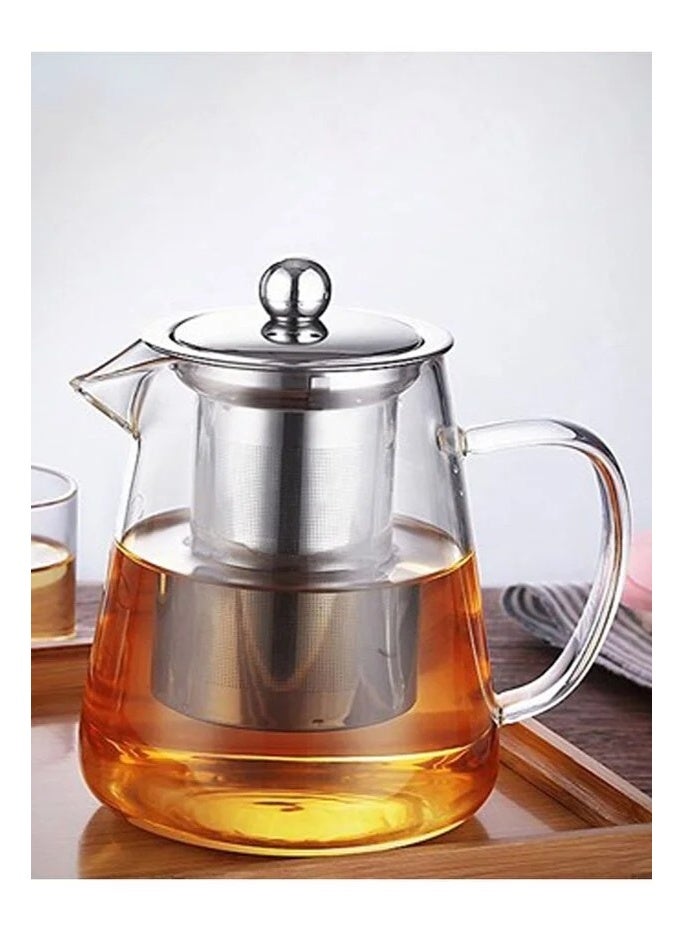 Glass Teapot Set with 4 Cups, 950ml Kettle Pot & Infuser, Heat-Resistant Handle, Stovetop & Microwave Safe, Elegant Design - Image 2