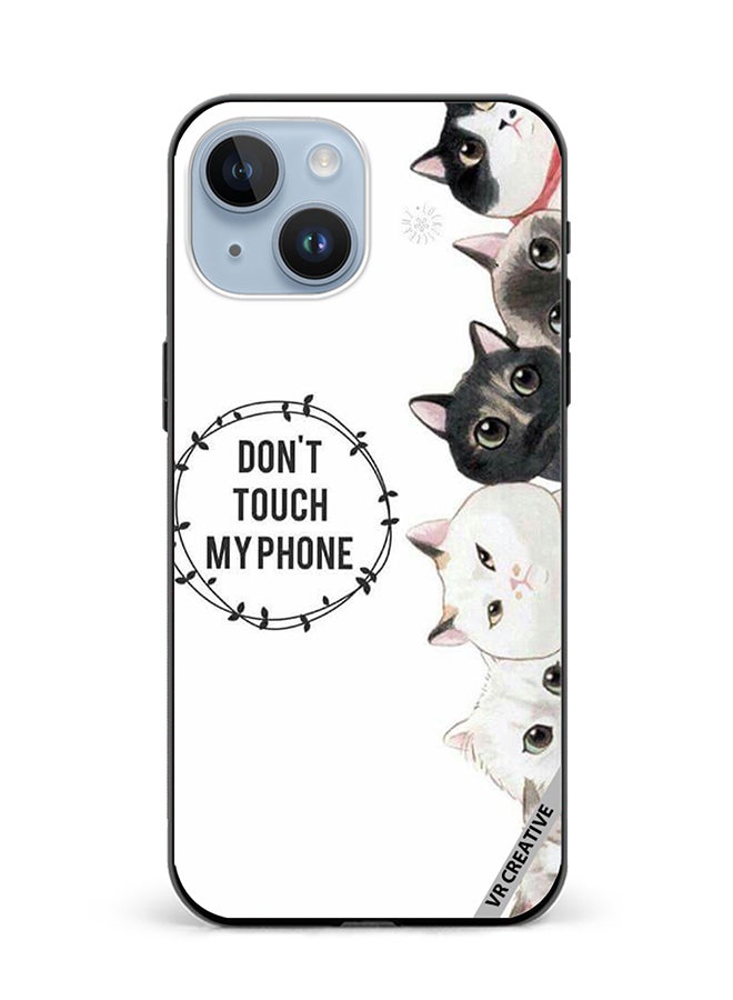 VR CREATIVE غطاء حماية لجهاز آبل آيفون 15 بلس بتصميم "القطط لا تلمس هاتفي" متعدد الألوان - Image 1