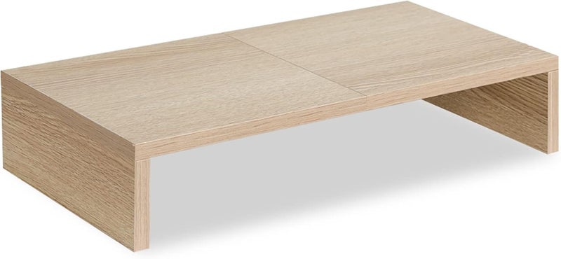 SKYFUN LABEL Wooden Monitor Stand Riser Ergonomic Desktop Organizer for Computer Laptop TVSturdy Wood Monitor Shelf for Home Office SpaceSaving Desk Storage with Cable Management 2