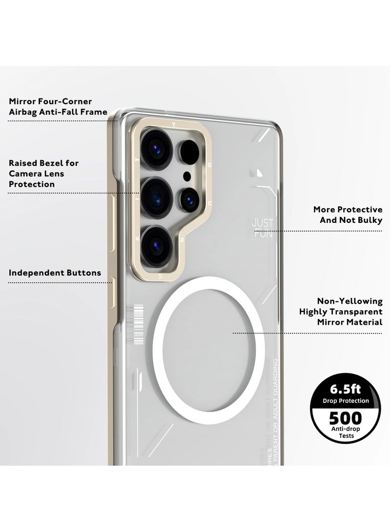 YOUNG KIT Removable Crystal Non-Yellowing Case for Samsung Galaxy S25 Ultra – Transparent + Grey | Detachable Clear Protective Cover - Image 3