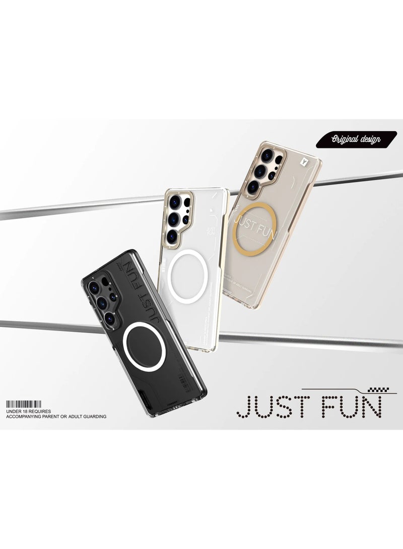 YOUNG KIT Removable Crystal Non-Yellowing Case for Samsung Galaxy S25 Ultra – Transparent + Grey | Detachable Clear Protective Cover - Image 4