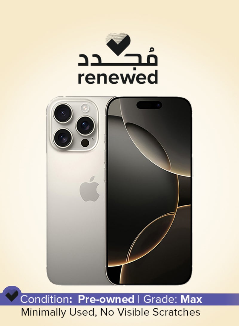 ابل  مجدد - آيفون 16 برو ماكس 512 جيجابايت تيتانيوم طبيعي 5G مع فيس تايم - نسخة شريحة مزدوجة فعلية - Image 1