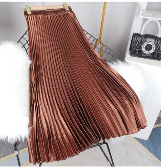 2023 Spring Pleated Satin Skirt for Women Elegant coffee - pzsku/ZFA84FE26A150CA9492E5Z/45/1746203883/cb300796-d54b-4b45-b1ba-034767bbaa46