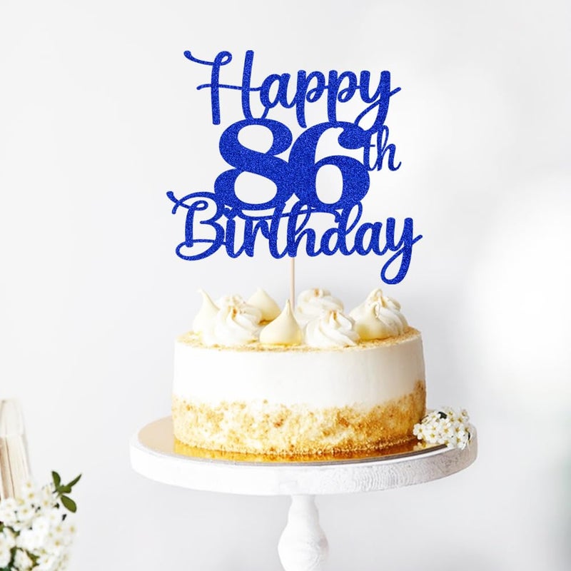 Kaoenla Happy 86th Birthday Cake Topper Hello 86 Cheers to 86 Years 86th Anniversary /86 years old birthday Party Decoration (86th  blue) - Image 5