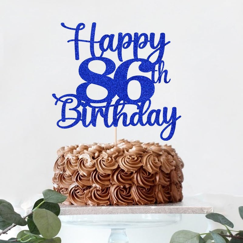 Kaoenla Happy 86th Birthday Cake Topper Hello 86 Cheers to 86 Years 86th Anniversary /86 years old birthday Party Decoration (86th  blue) - Image 4