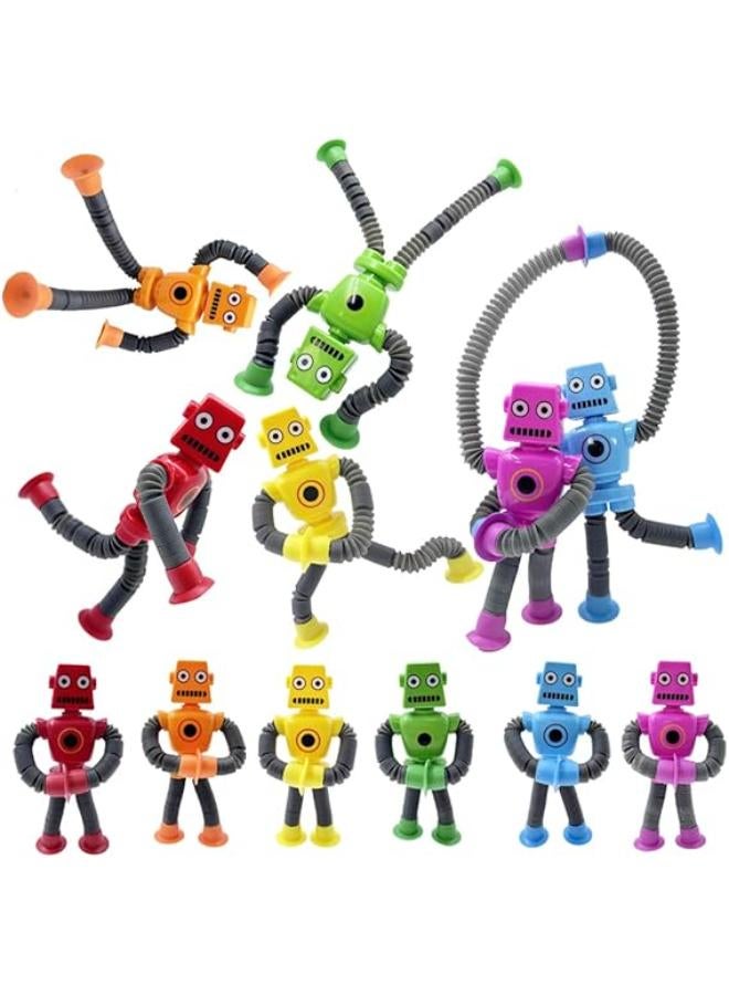 12PCS Suction Cup Robot Toy,Toys for Kids with Autism,Autism Sensory Products,Suction Cup Toy,pop Tubes Robots Stress and Anxiety Relief for Kids 3 4 5 6 7,Christmas Easter Gifts for Girls and Boys - Image 1