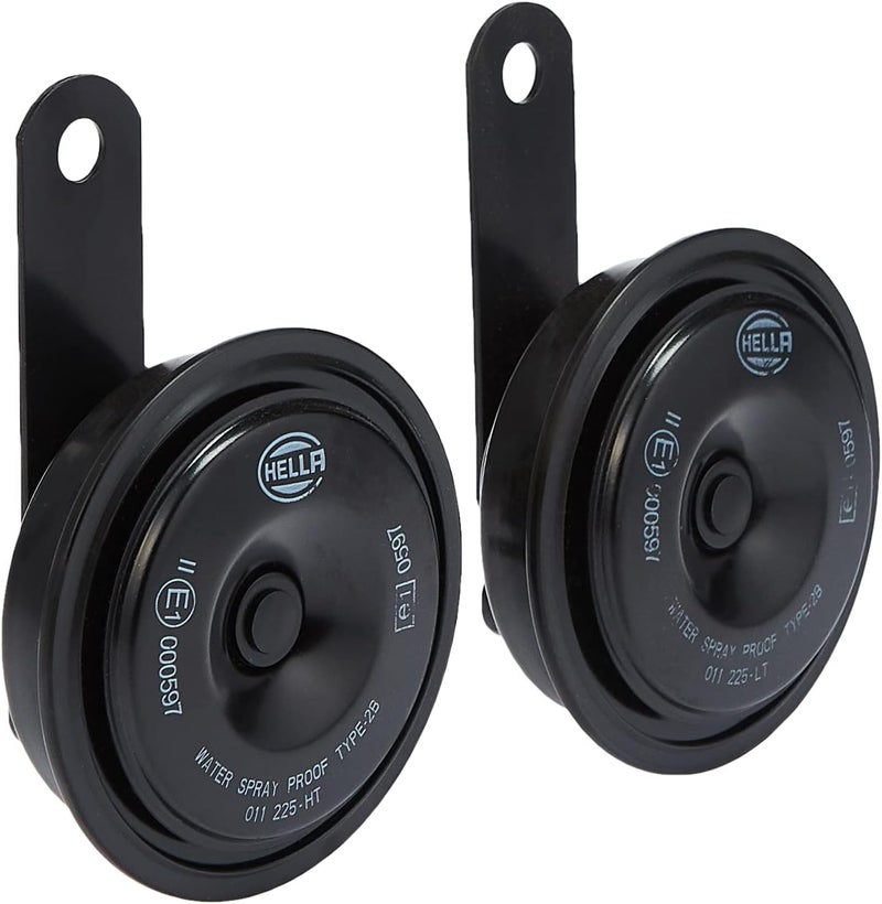 HELLA 011225802 Black 77mm 12V BX Disc Horn Kit (Universal Fit) - Image 1