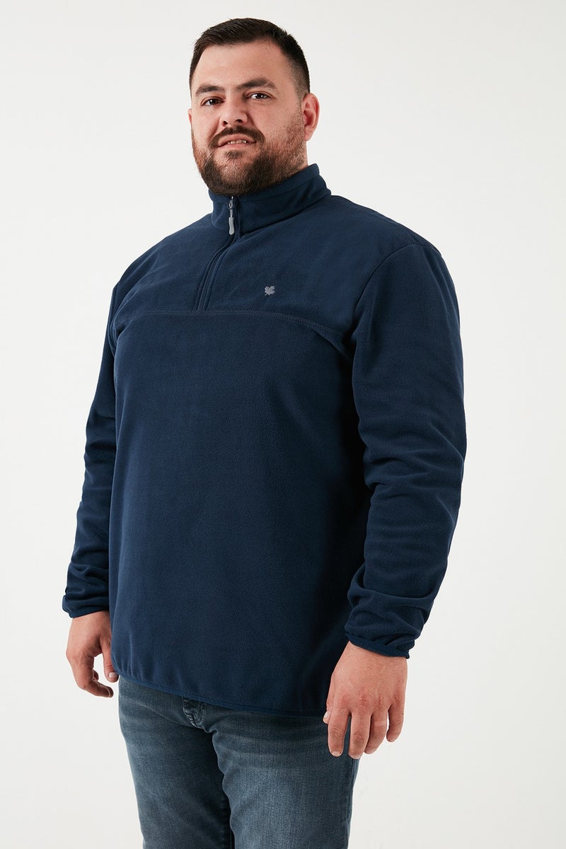 Buratti Regular Fit Anti-Pilling Plus Size Stand Collar Winter Raised Polar Fleece Men's Polar 5906001B - Image 1