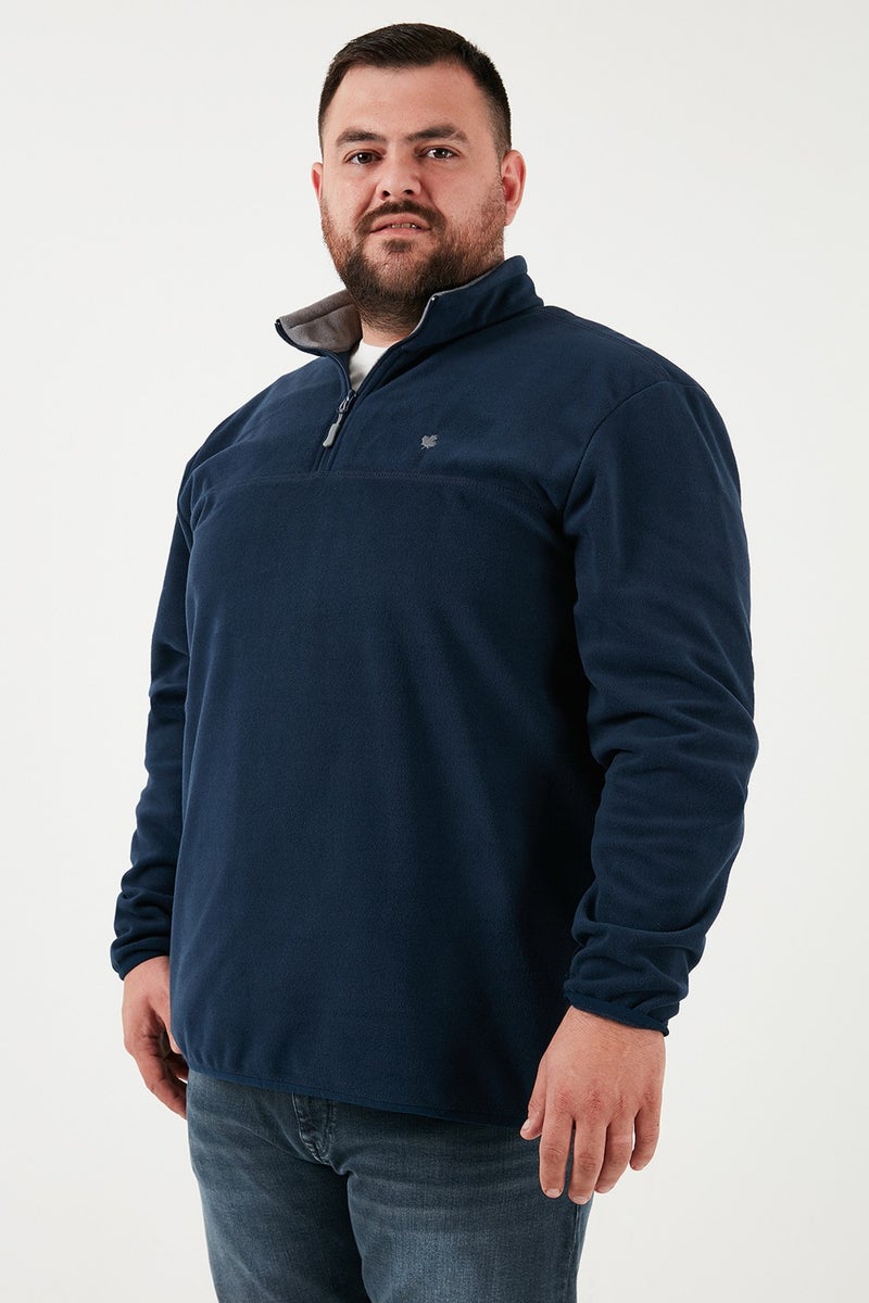 Buratti Regular Fit Anti-Pilling Plus Size Stand Collar Winter Raised Polar Fleece Men's Polar 5906001B - Image 5