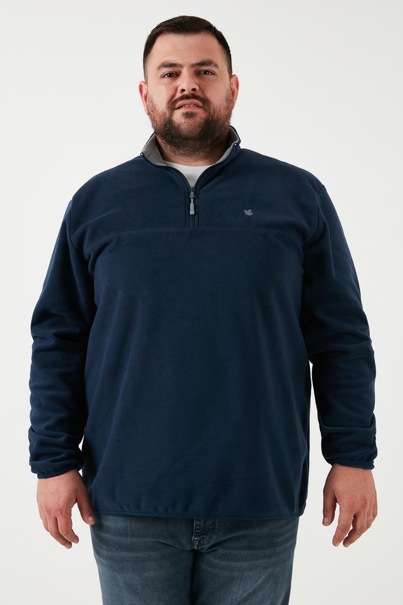 Buratti Regular Fit Anti-Pilling Plus Size Stand Collar Winter Raised Polar Fleece Men's Polar 5906001B - Image 4