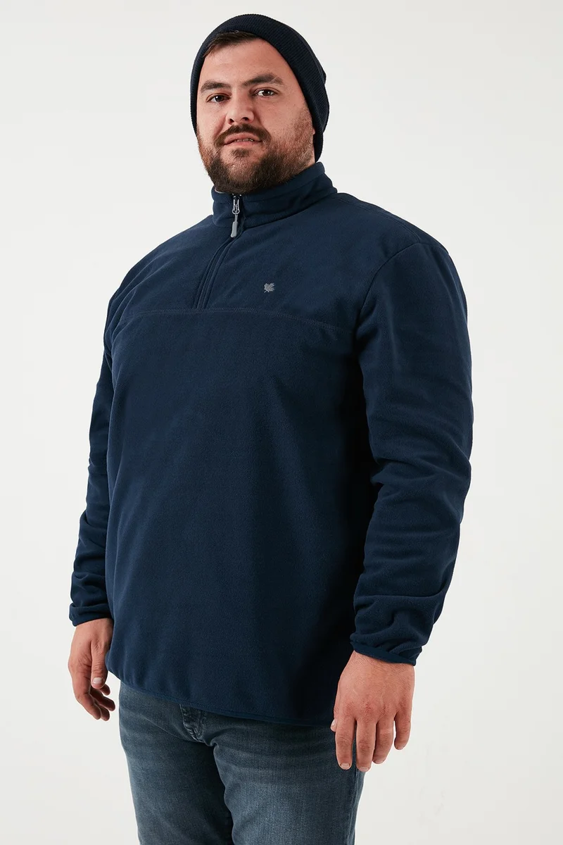 Buratti Regular Fit Anti-Pilling Plus Size Stand Collar Winter Raised Polar Fleece Men's Polar 5906001B