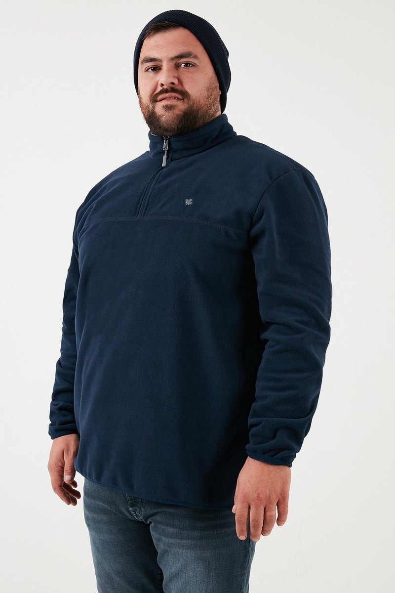 Buratti Regular Fit Anti-Pilling Plus Size Stand Collar Winter Raised Polar Fleece Men's Polar 5906001B - Image 3
