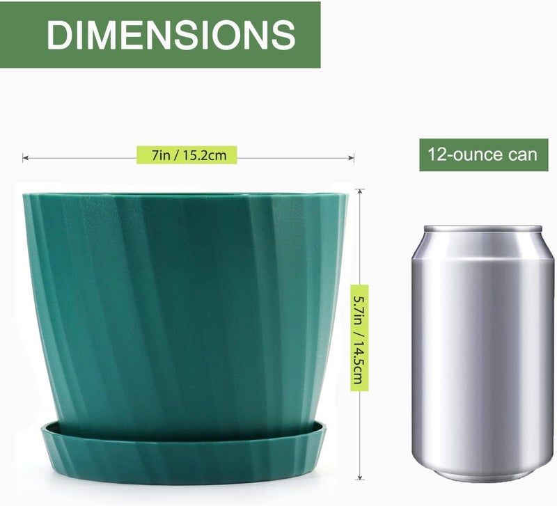 INKULTURE Round Flower Pots for Plants, Home Indoor & Outdoor Planters, Terrace, Garden Etc | Pack of 05 | Peacock | Plastic | 07 inch X 6.5 inch - Image 4