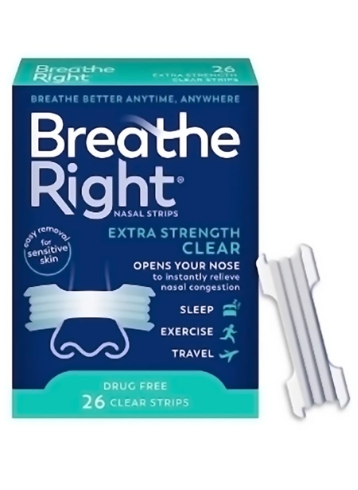 Breathe Right Extra Strength Drug-Free  26 Clear Nasal Strips 