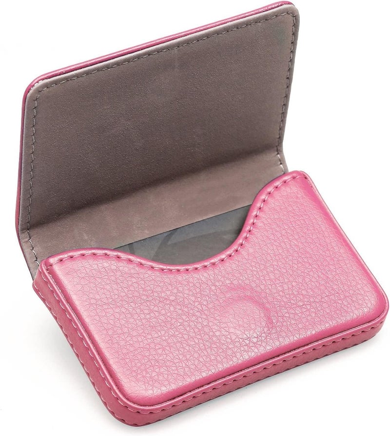 AI-DEE RFID Blocking Wallet - Minimalist Leather Business Credit Card Holder with Magnetic, Pink, Small - Image 2