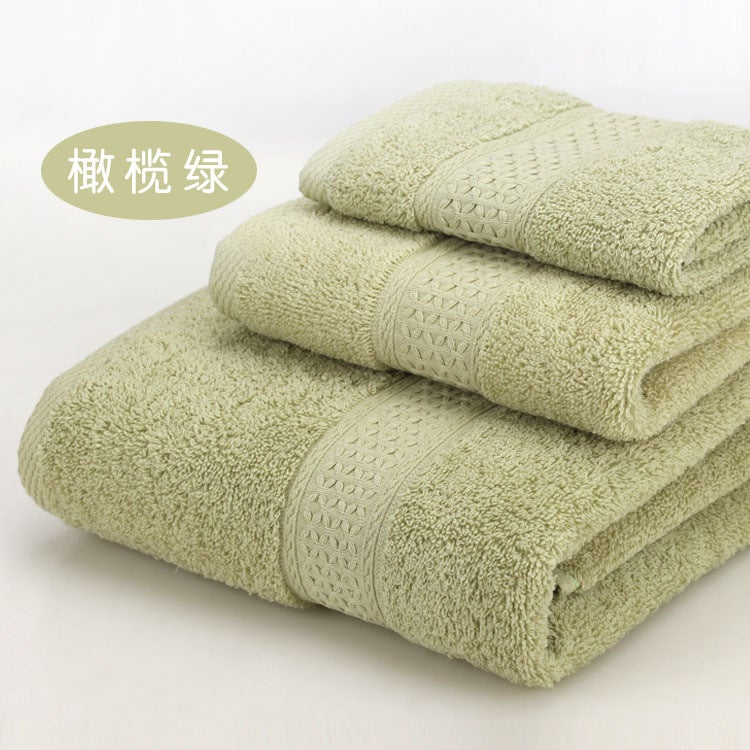 Plain Towel Bath Towel Square Towel Three-Piece Set Absorbent Couple Household Upriferous Adult Gift Towel - Image 3