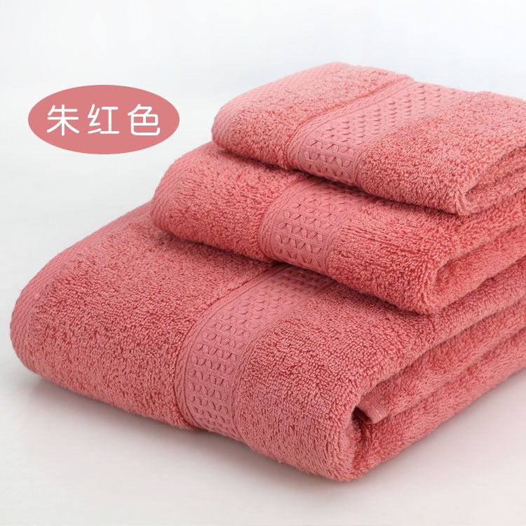 Plain Towel Bath Towel Square Towel Three-Piece Set Absorbent Couple Household Upriferous Adult Gift Towel - Image 4