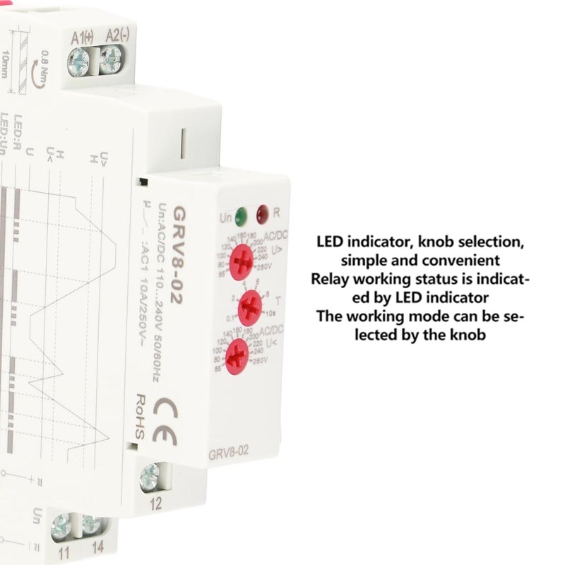 GRV8 02 AD240 مرحل الجهد واقي من الجهد الزائد والمنخفض لحماية المنزل والمكتب والاستخدام الصناعي - Image 3