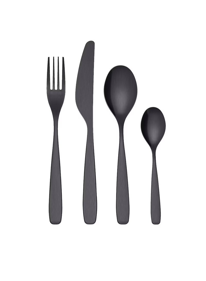 طقم أدوات مائدة 24 قطعة أسود - Image 3