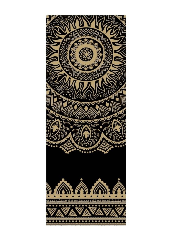 YOGA High Quality Natural Rubber Yoga Mat With Black And Golden Mandala Elegant Pattern Anti Slip Fits All Your Exercises - Image 1