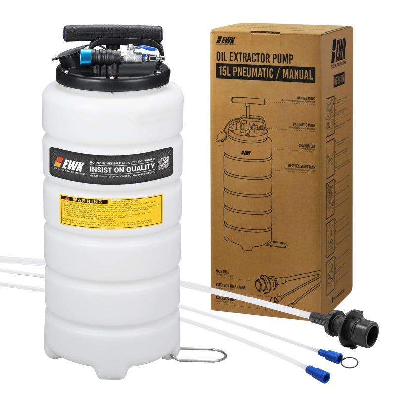 EWK 15L PneumaticManual Oil Extractor Pump Fluid Evacuator for Oil Change Large Capacity Vacuum Evacuation Tool for Cars Trucks and Agricultural Machinery