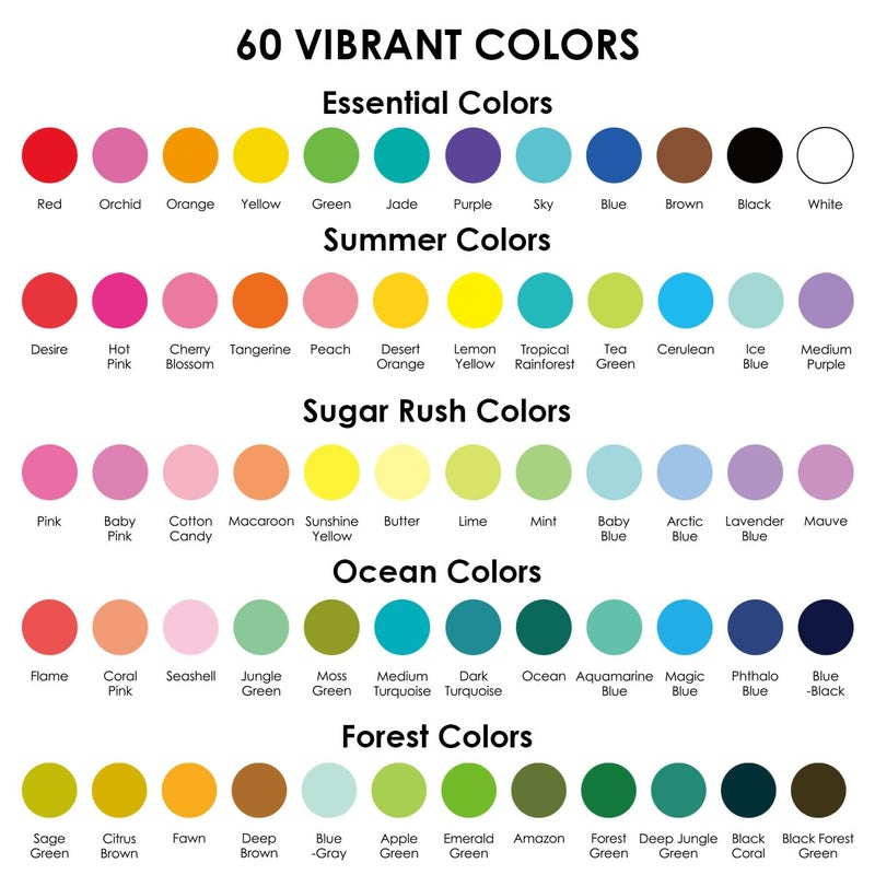 Grabie 5 Themes Value Bundle Bold&Bright Coloring Kit, 60 Colors Acrylic Gel Pens&Coloring Book, Medium Point Colored Gel Pens, Acrylic Gel Ink Pen Assorted Colored for Drawing, Note Taking - Image 4