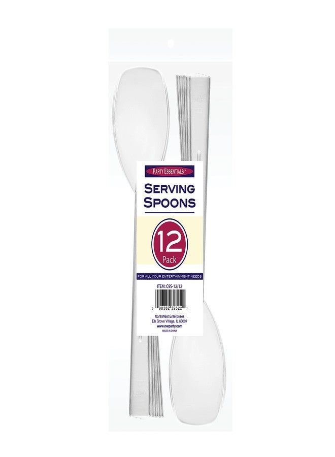 Party Essentials Hard Plastic 9" Serving Spoons, Clear, 12 Count - Image 2