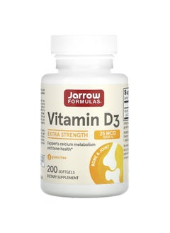 jarrow formulas Jarrow Formulas, Vitamin D3, Cholecalciferol, Extra Strength, 25 mcg (1,000 IU), 200 Softgels  - Image 1