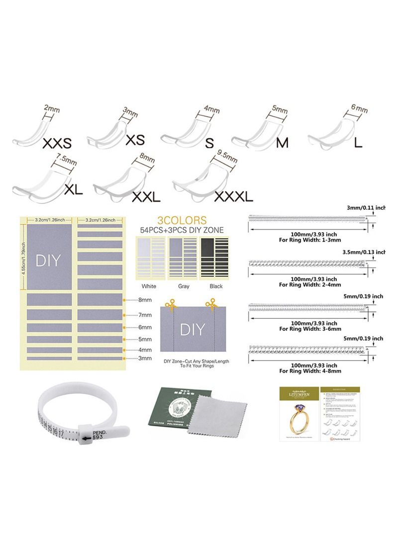 70 Pieces Invisible Ring Size Adjusters with Jewelry Polishing Cloth - Image 1
