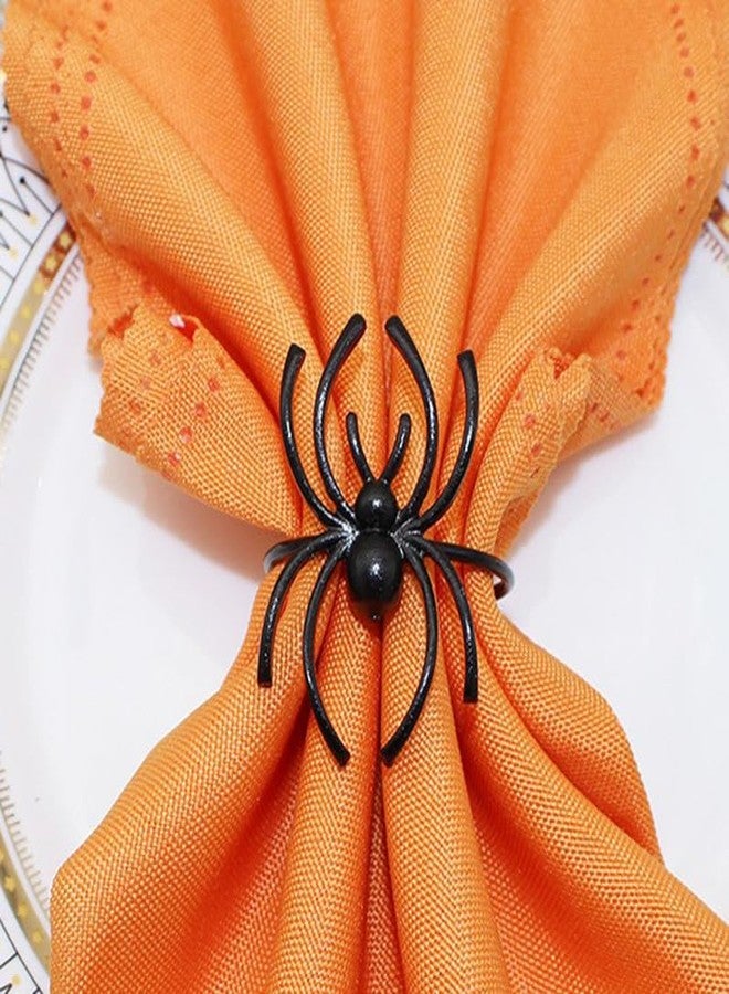 Furimuk 6 Pieces Halloween Spider Napkin Rings Spooky Napkin Ring Holder Metal Alloy Serviette Buckle Ring for Halloween Party Kitchen Dinner Table Decorations (Black Spider) - Image 3