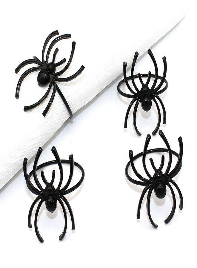 Furimuk 6 Pieces Halloween Spider Napkin Rings Spooky Napkin Ring Holder Metal Alloy Serviette Buckle Ring for Halloween Party Kitchen Dinner Table Decorations (Black Spider) - Image 5