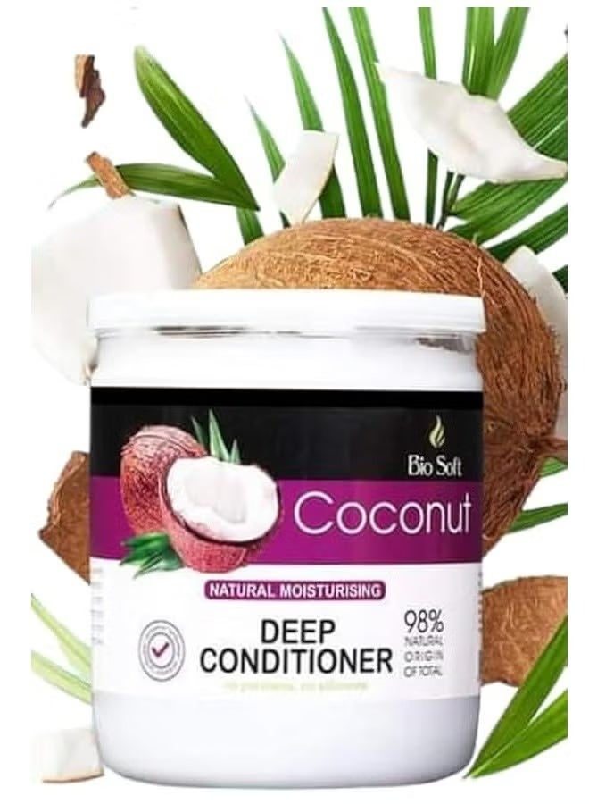 Biosoft Coconut Oil Hair Mask: Deep Hydration and Intensive Nourishment. 98% Natural Ingredients. Silicone and Preservative Free. Suitable for All Hair Types. - Image 2