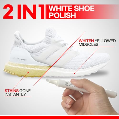 cocomfix 2-in-1 White Shoe Polish Marker, 2 Pack Shoe Paint Instant Whitens Yellowed Midsoles & Fixes Stains, Waterproof Permanent Protective Sneaker Whitener Pen for Foam, Fabric, Rubber, Leather - Image 2