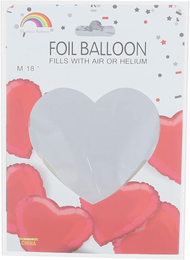 Mcolour Balloon Mcolour Balloon Heart Shaped Foil Balloon - Medium Size, Silver