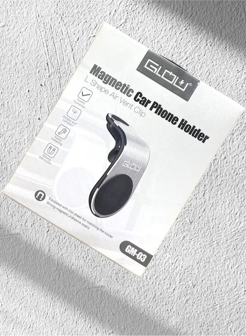 غلو حامل موبايل مغناطيسي للسيارة، حامل مغناطيسي عالمي للسيارة لفتحات المكيف و للزجاج الامامي ولوحة العدادات، للهواتف المحمولة من جميع الانواع والمقاسات - ايفون, جالكسي, هواوي و غيرها - Image 1