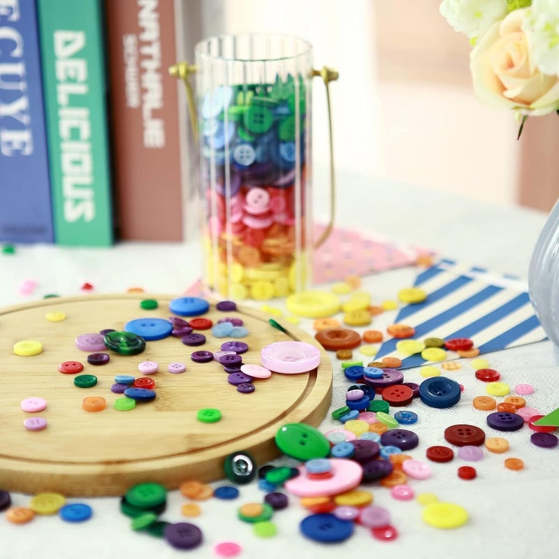 Greentime 4800-5000PCS Mix Color Assorted Sizes Round Resin Buttons for Crafts Sewing DIY Manual Button Handmade Ornament Buttons - Image 2