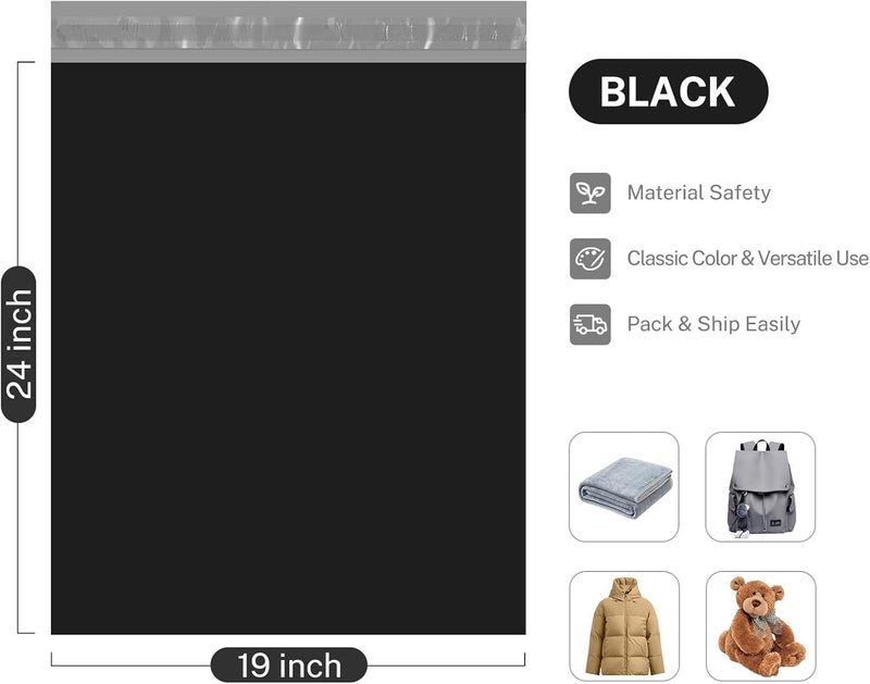 Metronic Large Poly Mailers 19x24 50PCS, Shipping Bags Envelopes Mailers with Self Adhesive Waterproof and Tear-Proof Postal Bags, Black - Image 4