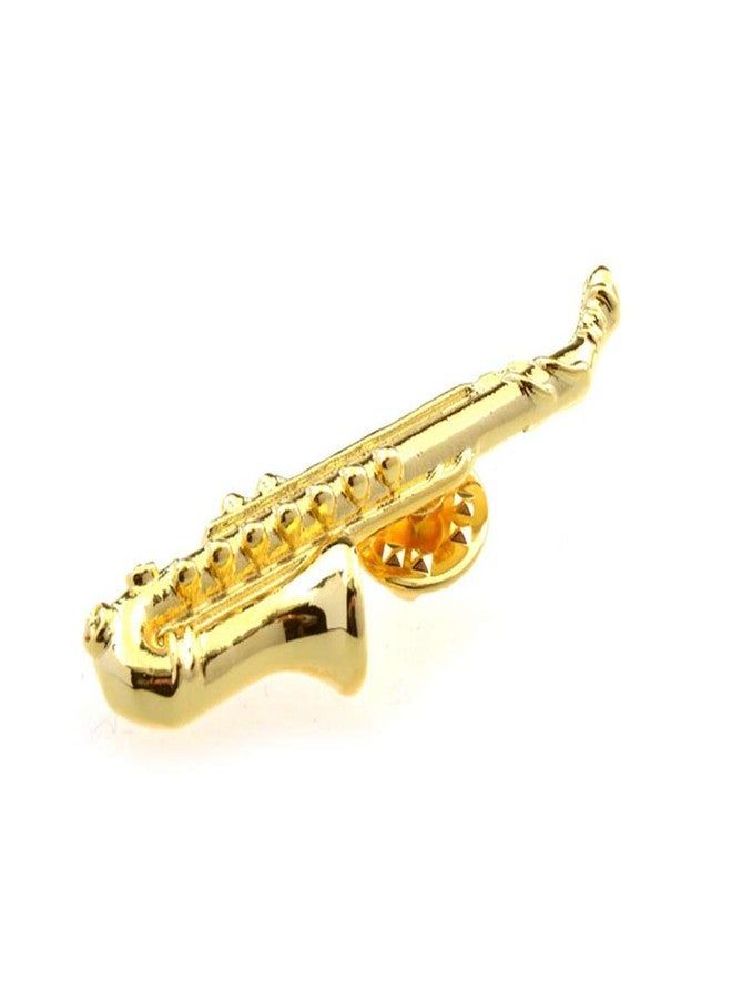 Gold Saxophone Sax Music Brooch Lapel Pin