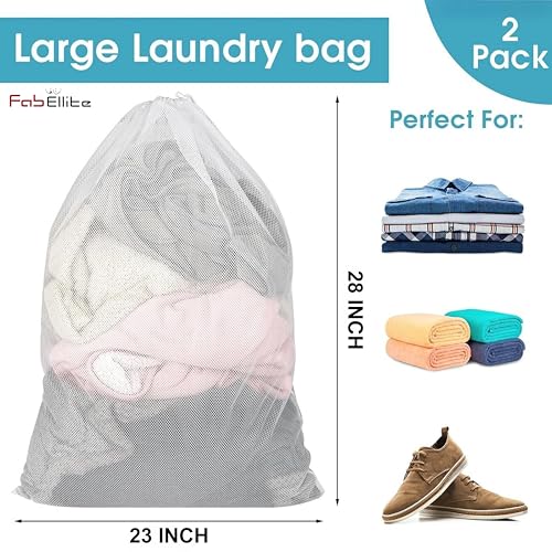 FAB ELLITE Mesh Laundry Washing Bag with Zipper | Durable Clothes Protector for Delicates & Small Items | Machine Washable Laundry Bag for Gentle In-Wash Cleaning (Solid Color) Pack of 2 - Image 3
