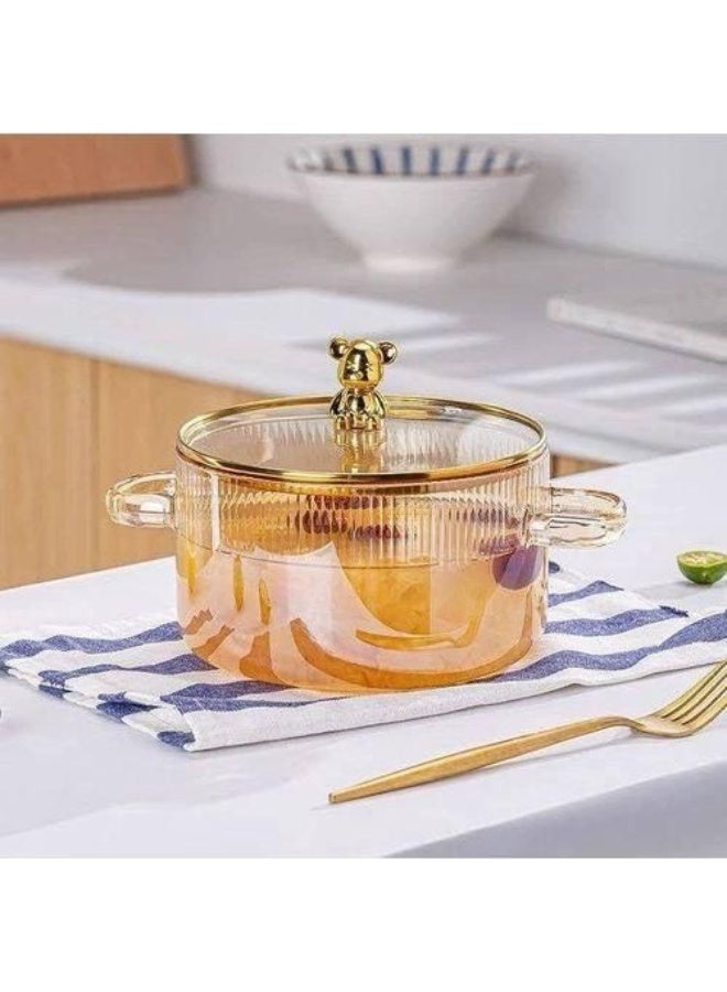 Birks 1800 ML honey-colored thermal glass cooking and serving set – comes with a glass lid and side handles for use in microwave and oven. - Image 5