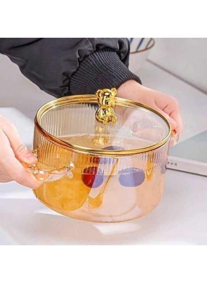 Birks 1800 ML honey-colored thermal glass cooking and serving set – comes with a glass lid and side handles for use in microwave and oven. - Image 3