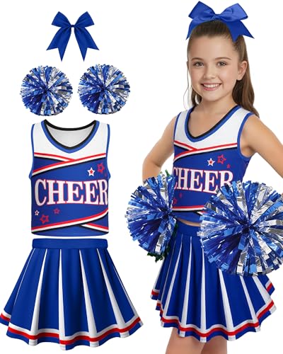 JenPen Cheerleader Costume for Cute Cheerleading Outfit Cheer Uniform for Halloween Dress Up with AccessoriesM57yearBlue - Image 1