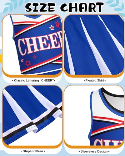 JenPen Cheerleader Costume for Cute Cheerleading Outfit Cheer Uniform for Halloween Dress Up with AccessoriesM57yearBlue - Image 5