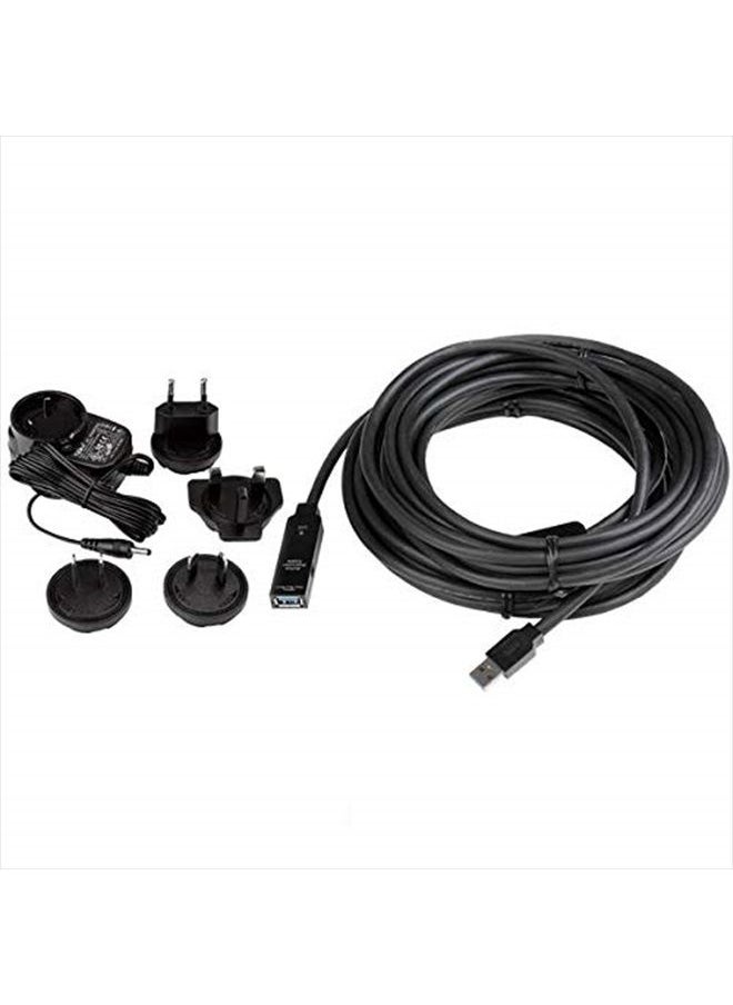 Startech.com - 32.8 ft Active USB 3.0 (5Gbps) Extension Cable with AC Power Adapter - Shielded - Male to Female USB 3.2 Gen1 Type A Extender (USB3AAEXT10M) - Image 1