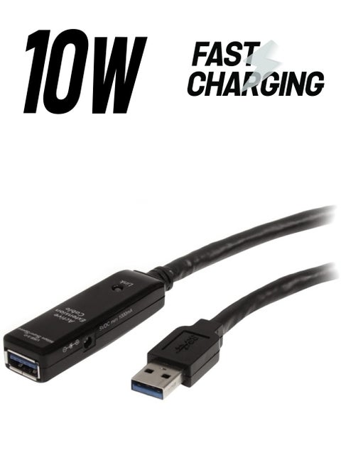 32.8 ft Active USB 3.0 (5Gbps) Extension Cable with AC Power Adapter - Shielded - Male to Female USB 3.2 Gen1 Type A Extender (USB3AAEXT10M)