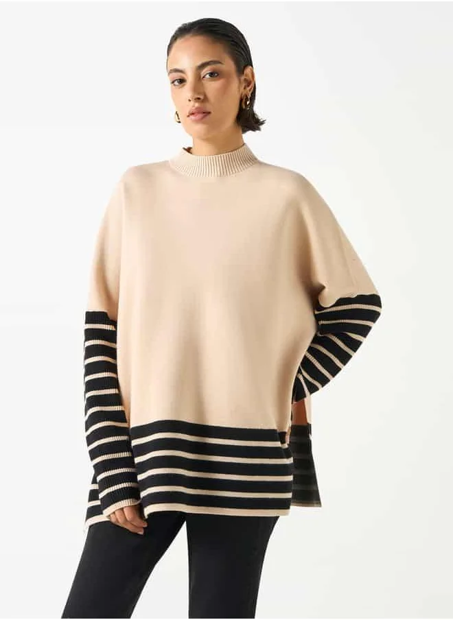 2Xtremz 2Xtremz Stripe Detail Pullover with High Neck