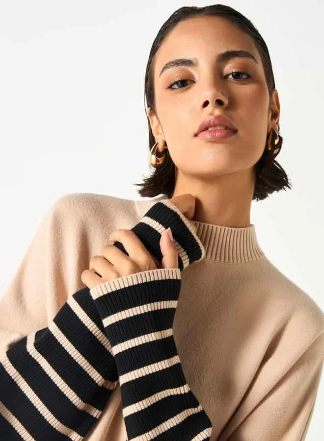 2Xtremz 2Xtremz Stripe Detail Pullover with High Neck